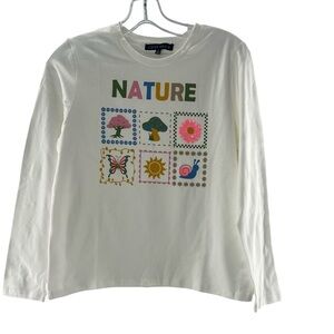 NWOT Love Ellie Graphic Nature Sequin White Long Sleeve XL